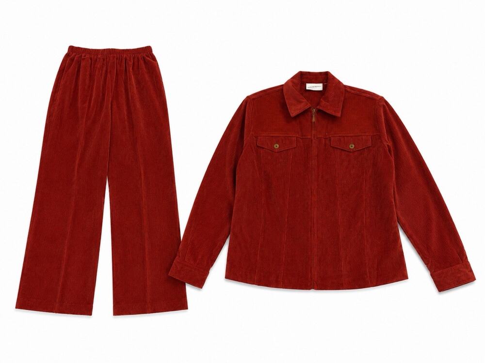Alfred Dunner Women’s Medium Red Corduroy 2 Piece Jacket Pants Set